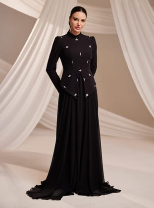 Lora Abiye Elbise - Siyah - Burak Baran Fashion