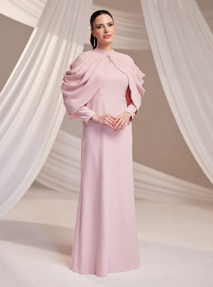 Zahra Abiye Elbise - Pudra - Burak Baran Fashion