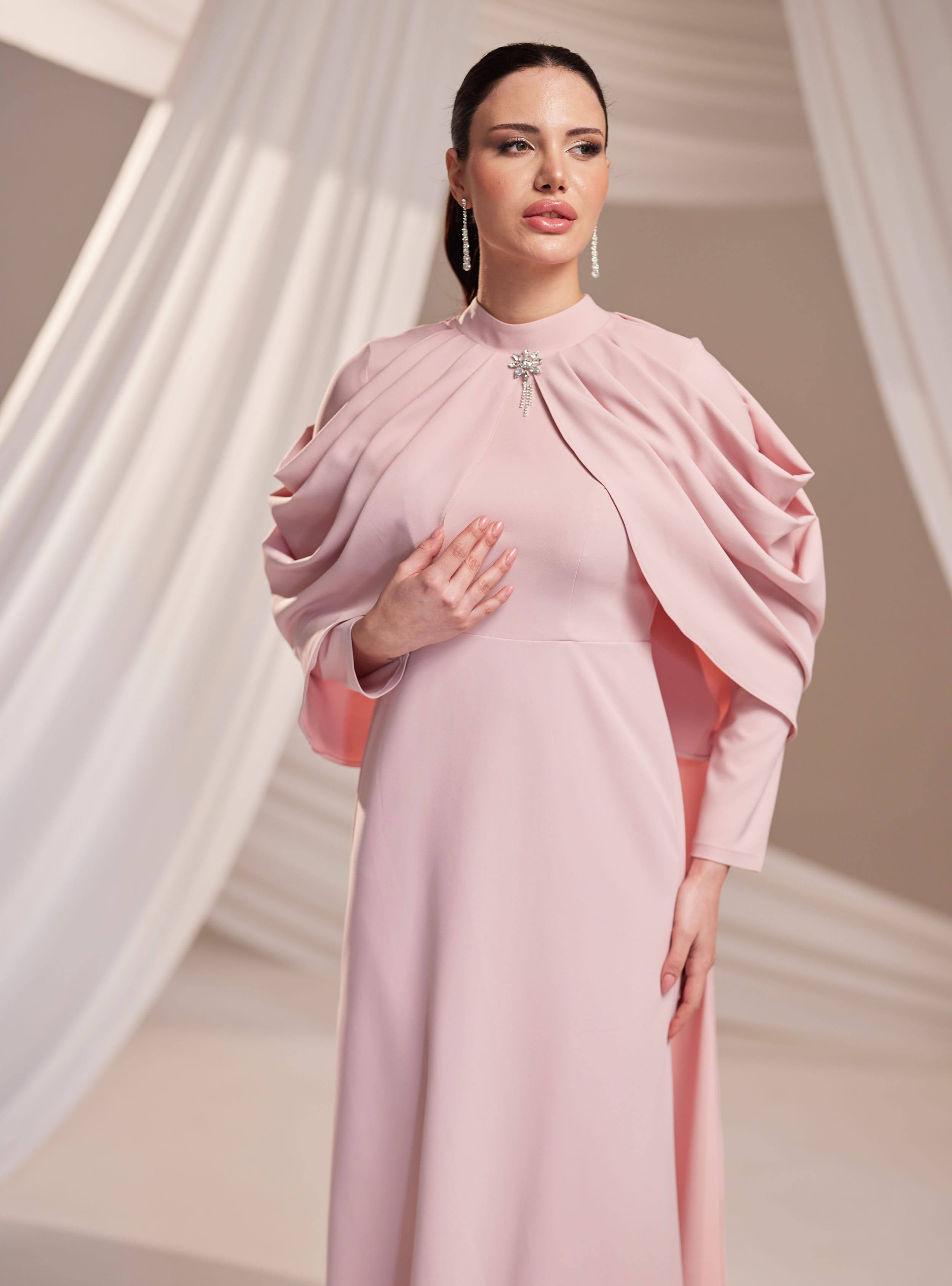 Zahra Abiye Elbise - Pudra - Burak Baran Fashion - Resim 2