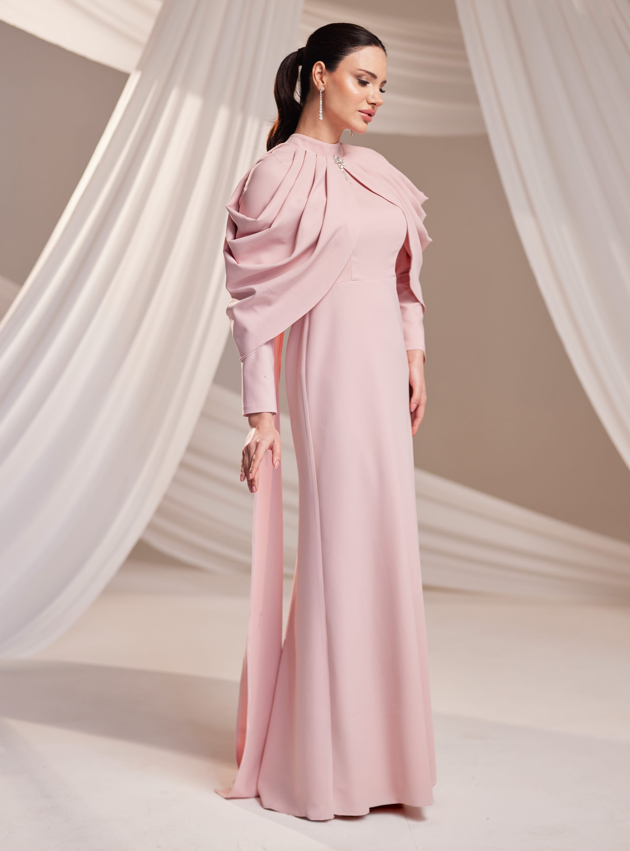 Zahra Abiye Elbise - Pudra - Burak Baran Fashion - Resim 3