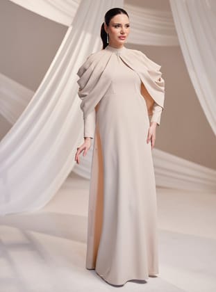 Zahra Abiye Elbise - Vizon - Burak Baran Fashion