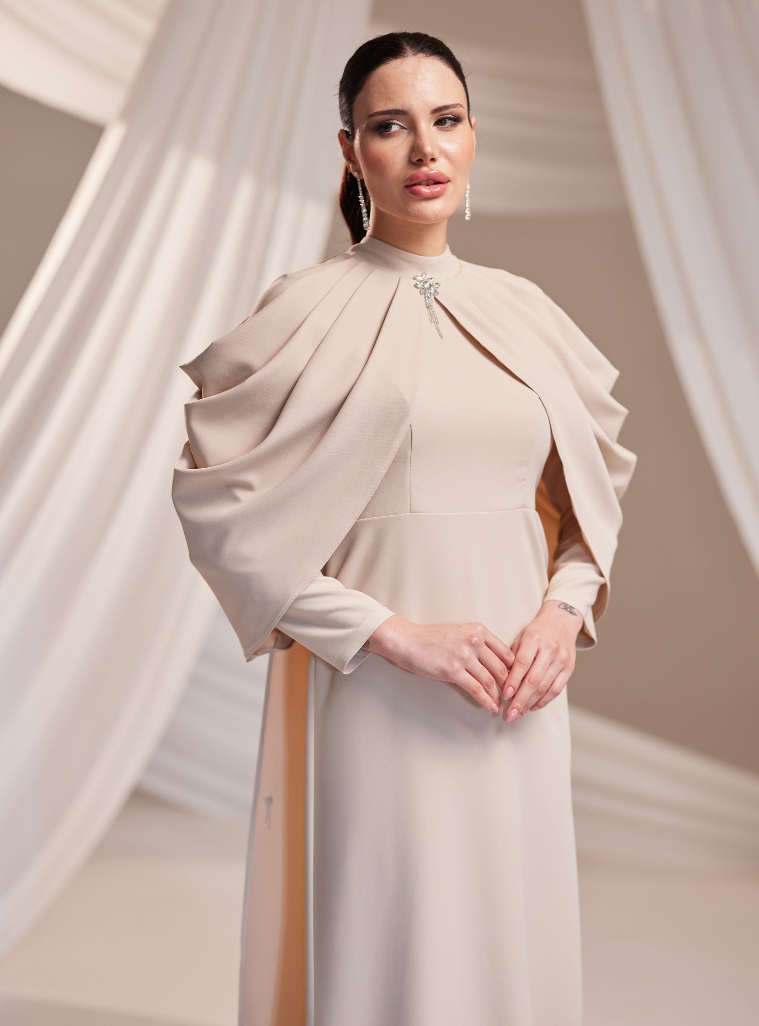 Zahra Abiye Elbise - Vizon - Burak Baran Fashion - Resim 2