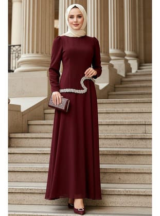 - Boncuk İşlemeli Bordo 48081BR