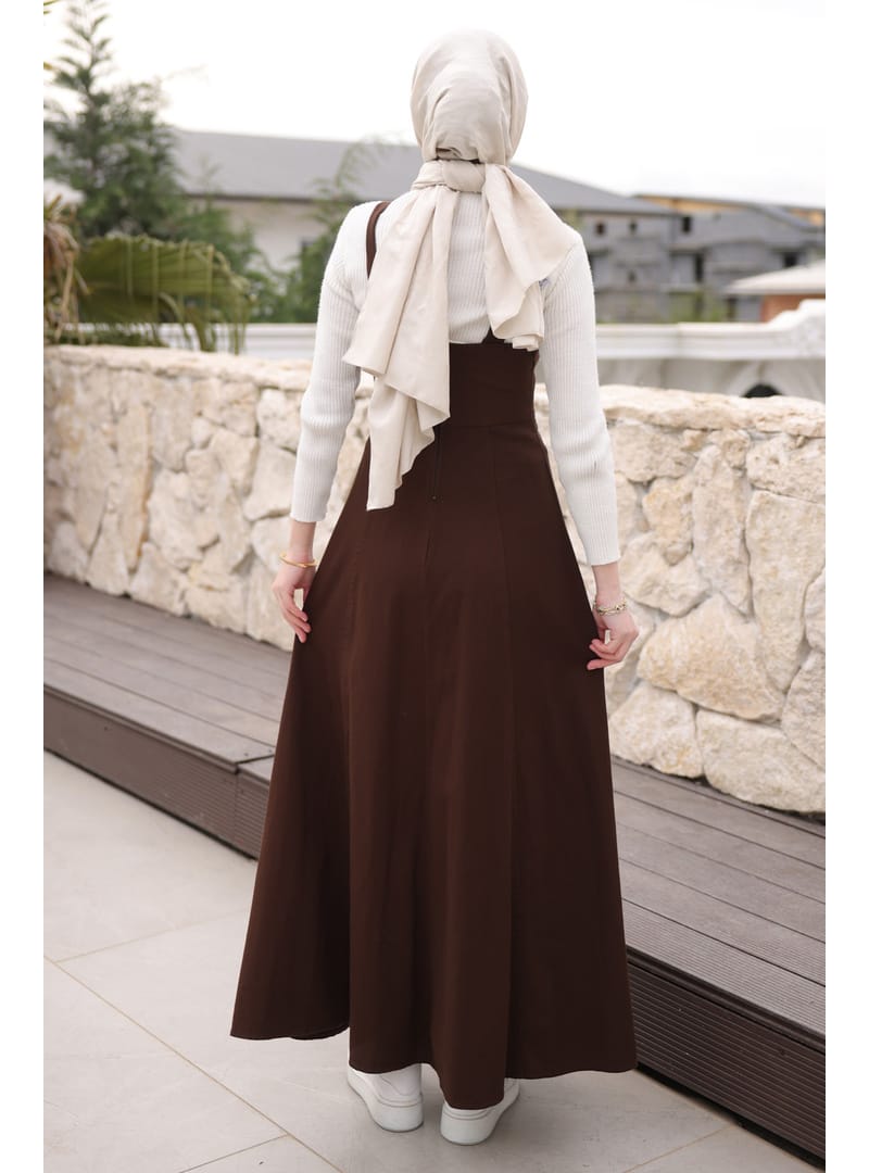 Kahverengi Fermuar Detaylı Gabardin Jile - Resim 3
