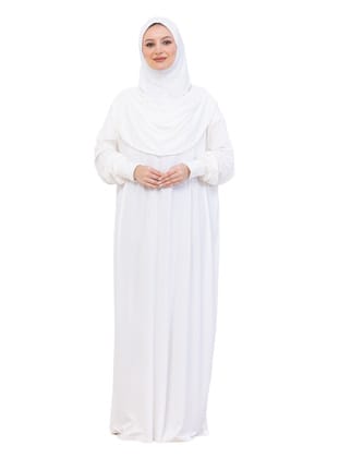 Penye Tek Parça Namaz Elbisesi Krem
