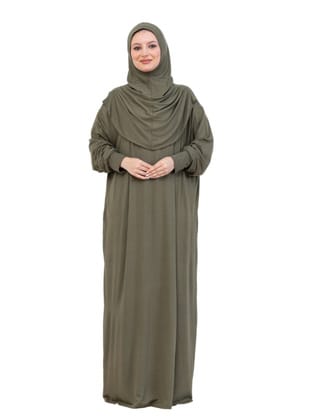 Penye Tek Parça Namaz Elbisesi Haki