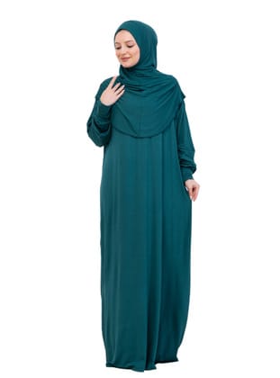 Penye Tek Parça Namaz Elbisesi Zümrüt