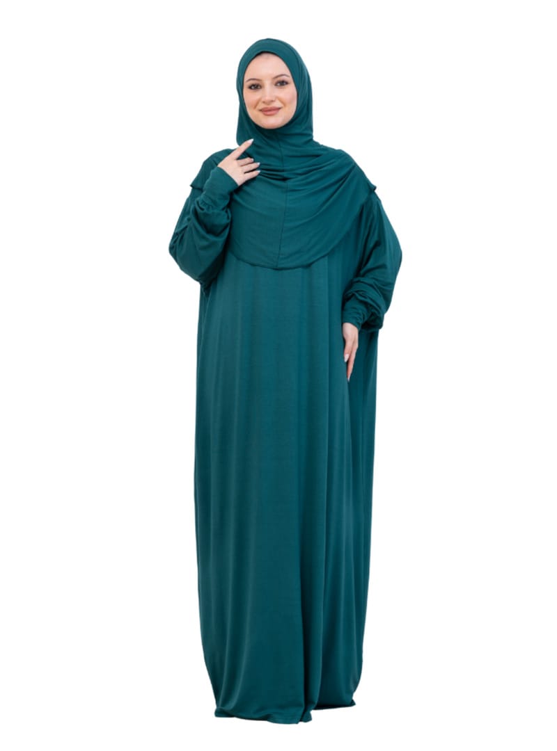 Penye Tek Parça Namaz Elbisesi Zümrüt - Resim 2