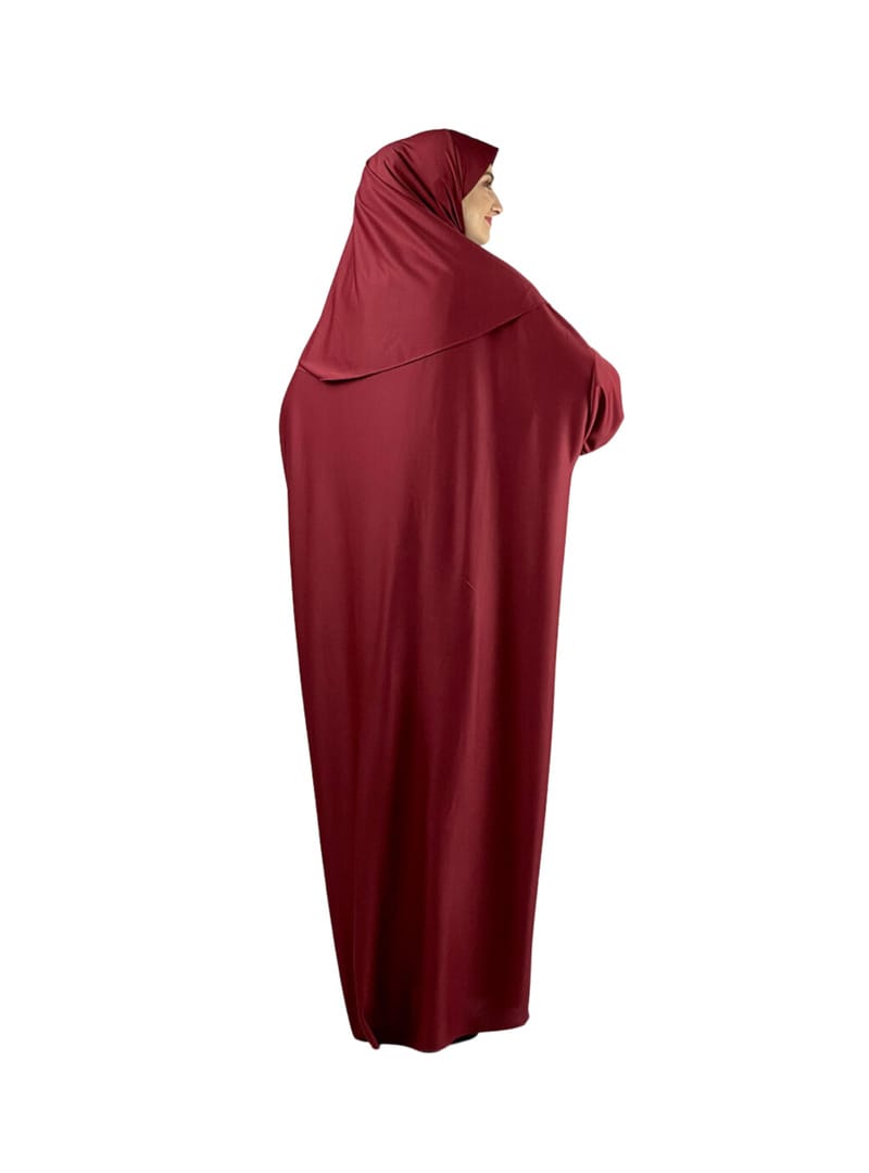Tesettür Namaz Elbisesi Seti Bordo - Resim 4