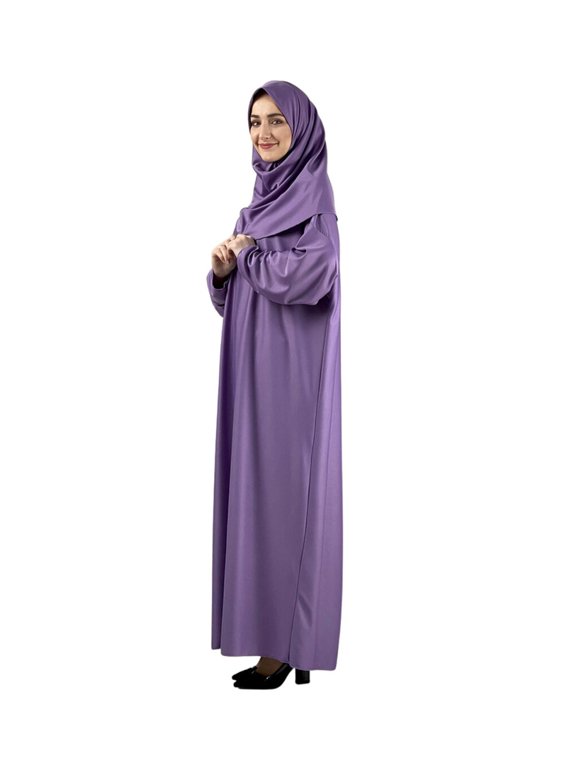 Tesettür Namaz Elbisesi Seti Lila - Resim 2