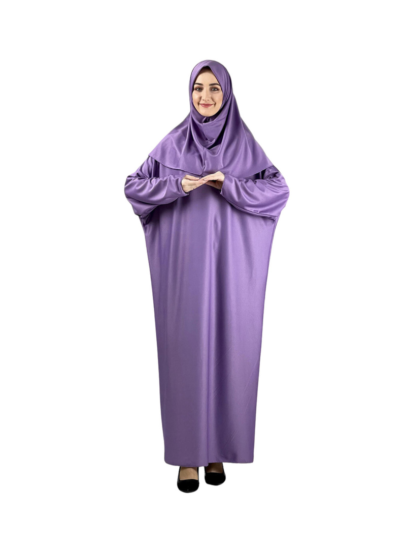 Tesettür Namaz Elbisesi Seti Lila - Resim 3