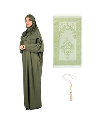 Namaz Elbisesi Seccade ve Tesbih Seti Haki