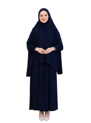 Penye İki Parça Namaz Elbisesi Seti Lacivert