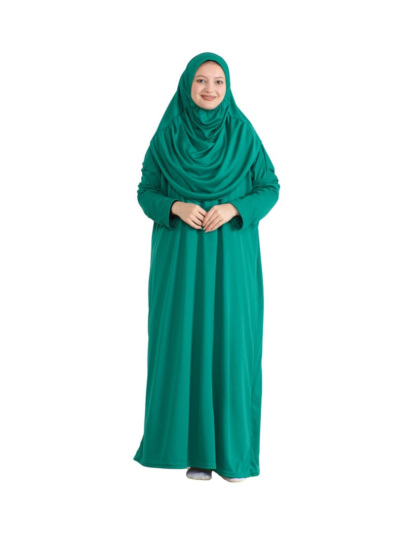 Pratik Namaz Elbisesi Çantalı Yeşil - Resim 2