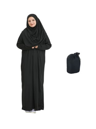 Pratik Namaz Elbisesi Çantalı Siyah