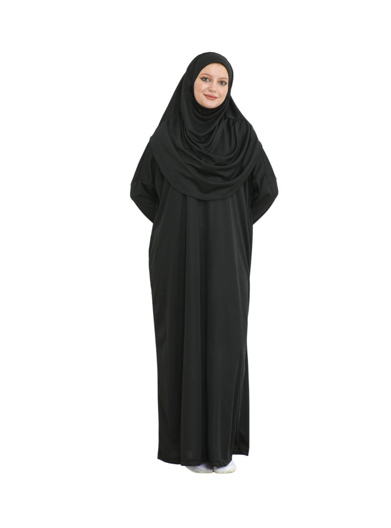 Pratik Namaz Elbisesi Çantalı Siyah - Resim 2