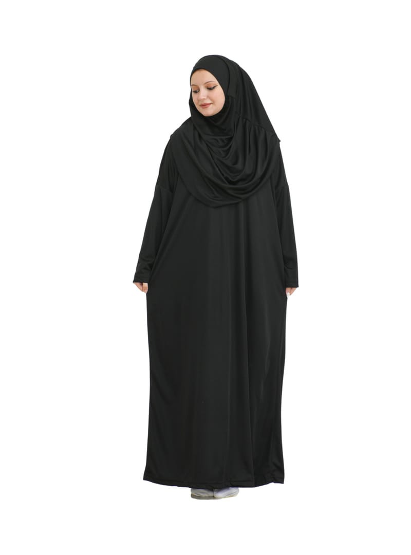 Pratik Namaz Elbisesi Çantalı Siyah - Resim 3
