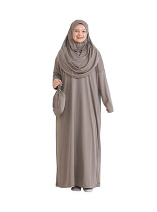 Pratik Namaz Elbisesi Çantalı Açık Vizon