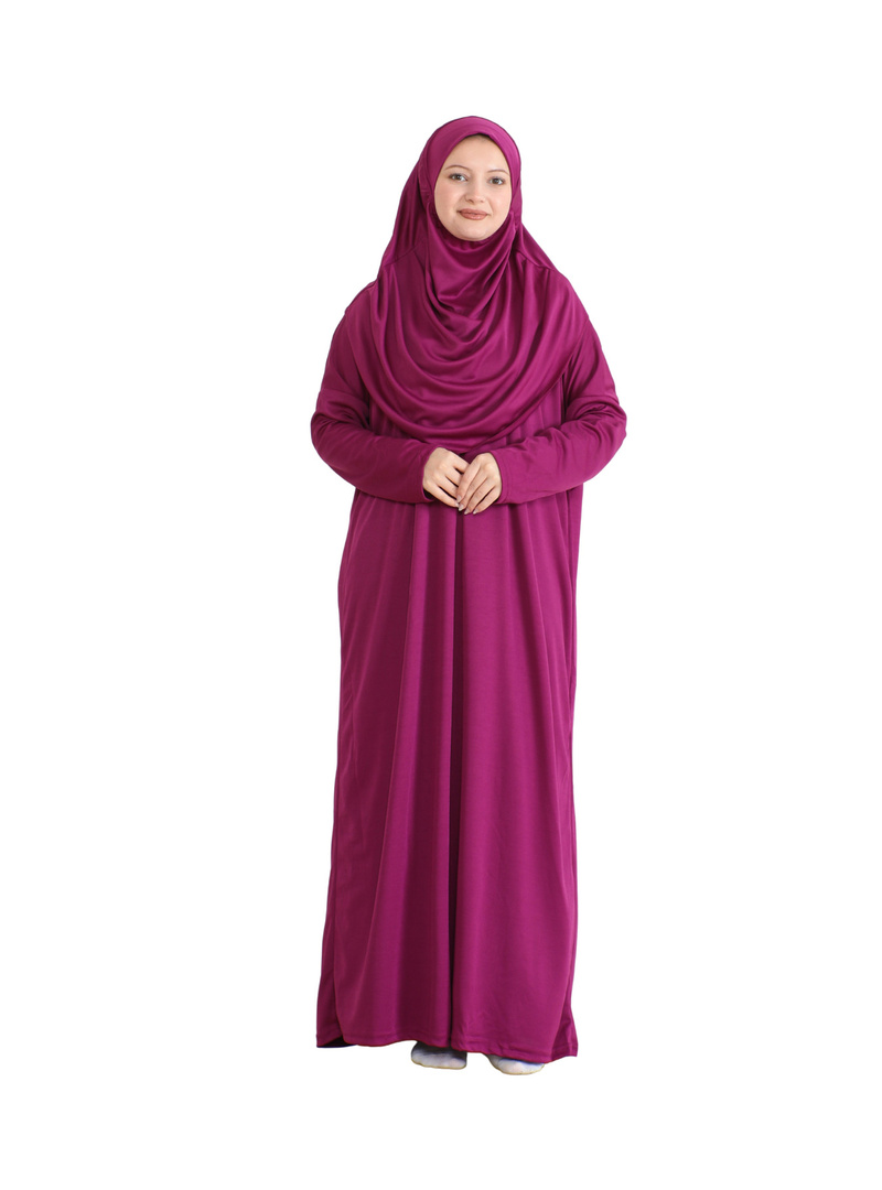 Pratik Namaz Elbisesi Çantalı Fuşya - Resim 2