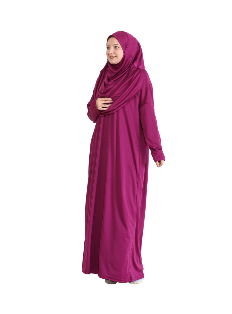Pratik Namaz Elbisesi Çantalı Fuşya - Resim 4