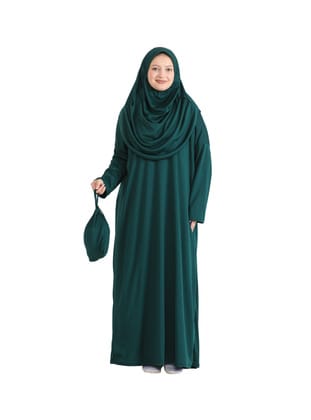 Pratik Namaz Elbisesi Çantalı Zümrüt