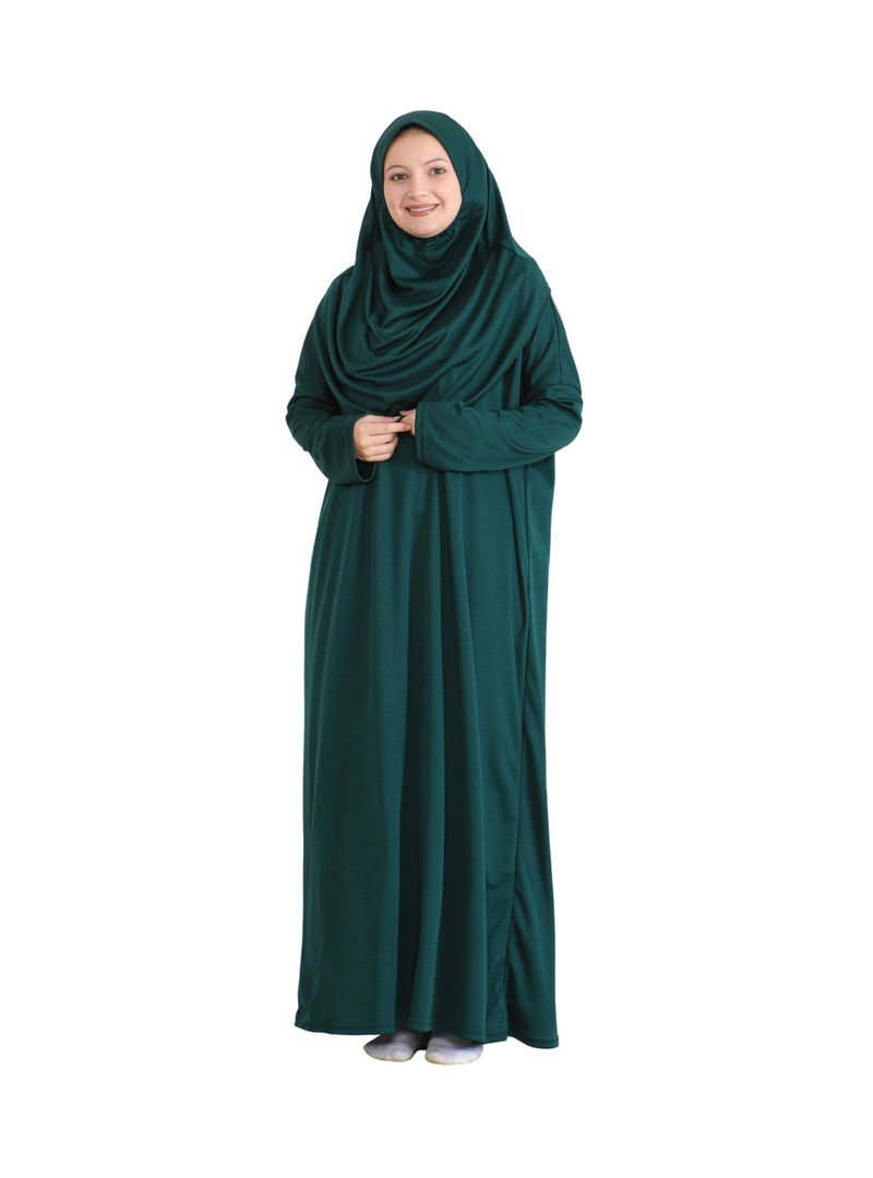 Pratik Namaz Elbisesi Çantalı Zümrüt - Resim 4