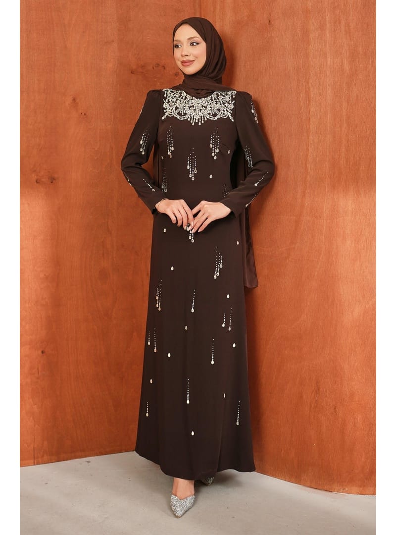 Kahverengi Taşlı Balık Model Abiye - Resim 4