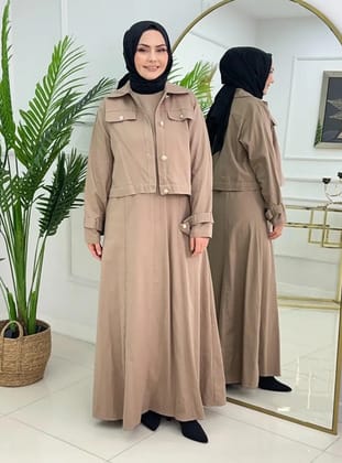 Ceketli Jile Elbise Seti - Vizon - MODANURSEDA
