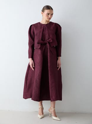 Jakar Ceket Elbise Takım 32-3810 BORDO