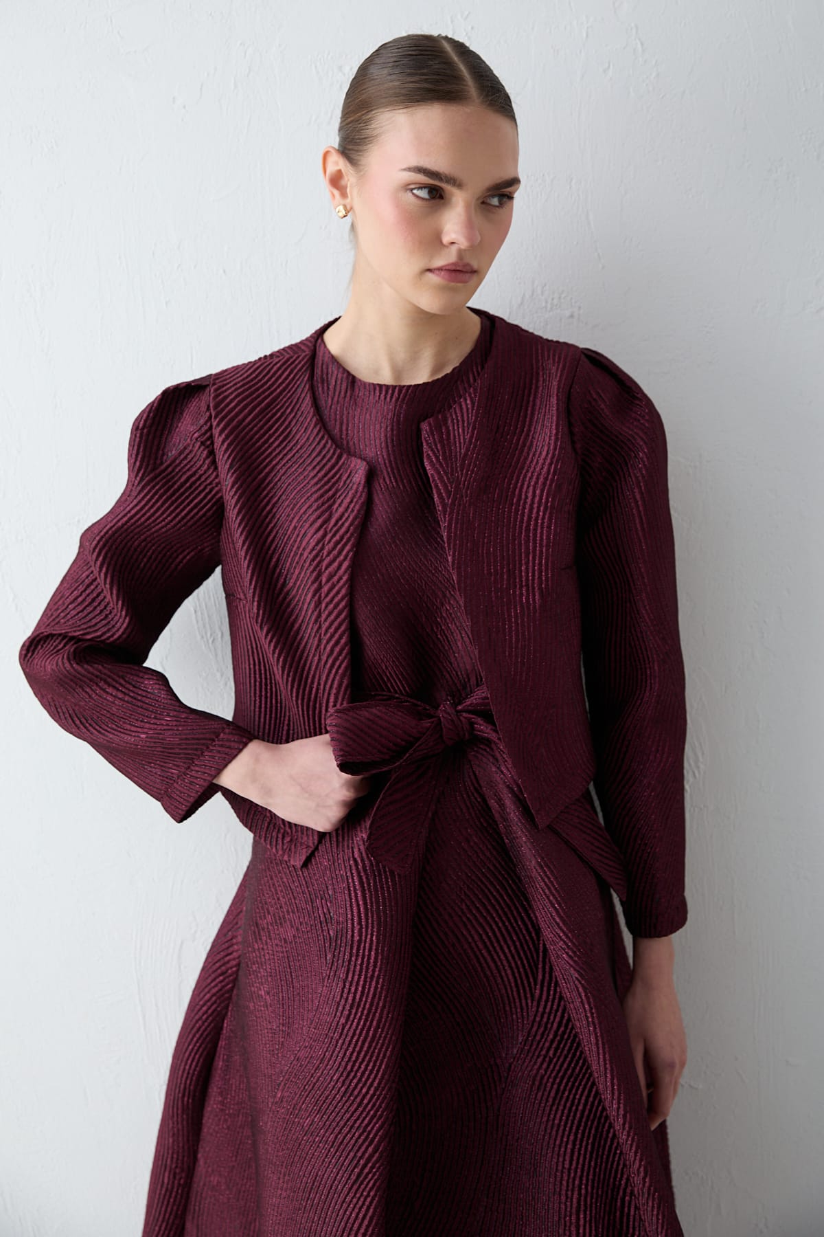 Jakar Ceket Elbise Takım 32-3810 BORDO - Resim 3