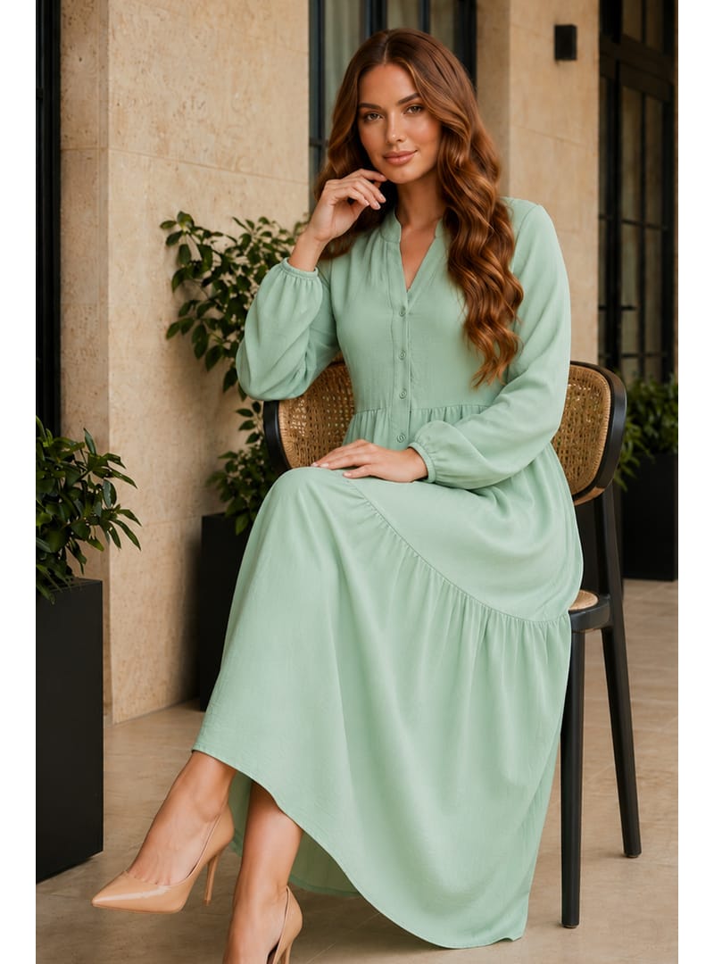 Tesettür Elbise B2527 Mint Yeşili - Resim 2