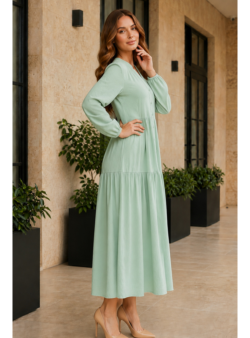 Tesettür Elbise B2527 Mint Yeşili - Resim 3
