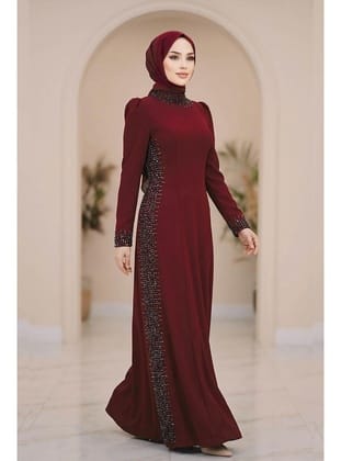 Amine Hüma Sıla Abiye Elbise Bordo
