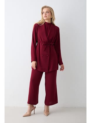 Krep Ceketli Tulum 32-2612 BORDO