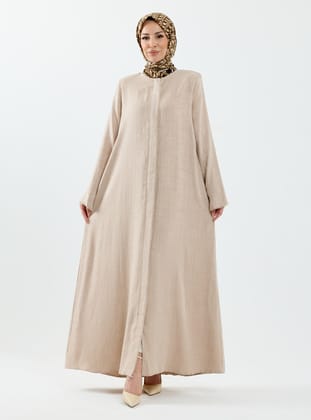 Rüveyda Cupra Taşlı Abaya Bej - 2646 Bej