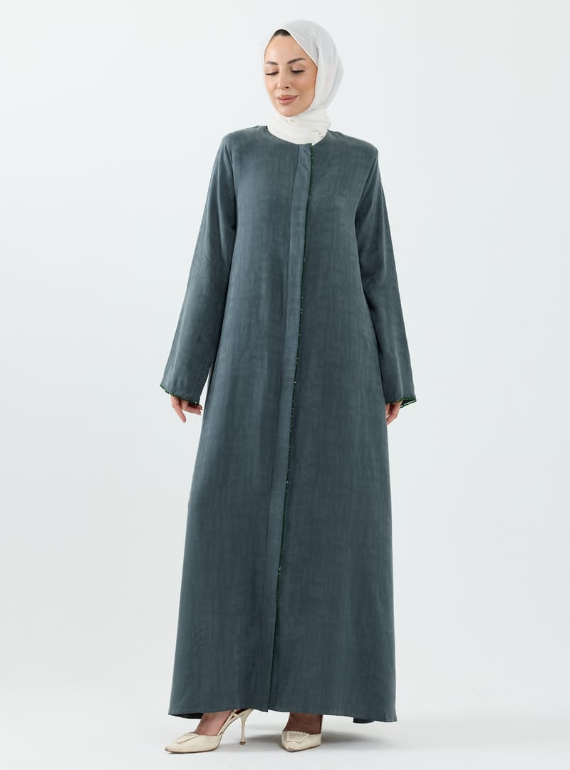 Rüveyda Cupra Taşlı Abaya Mint - 2646 Mint - Resim 3