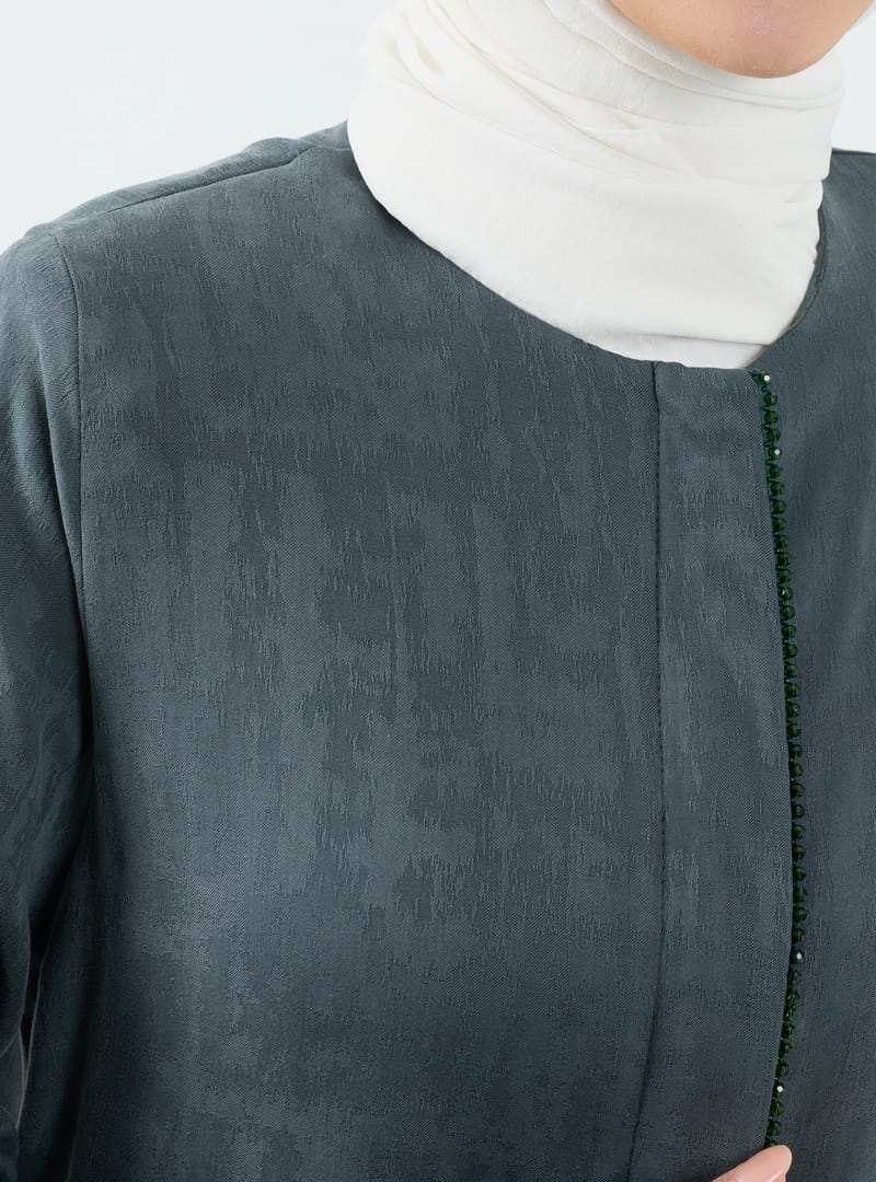 Rüveyda Cupra Taşlı Abaya Mint - 2646 Mint - Resim 4