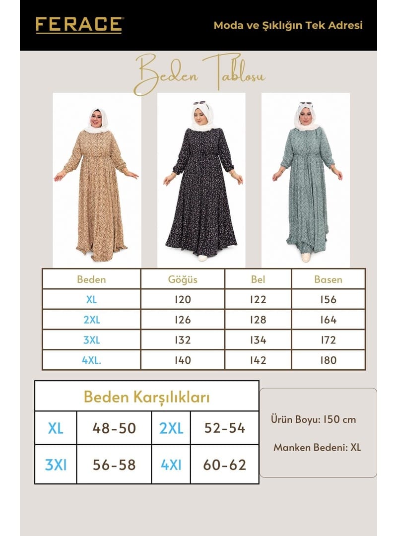 Kadın Büyük Beden Çıtır Kumaş Düğmeli Elbise Yeşil