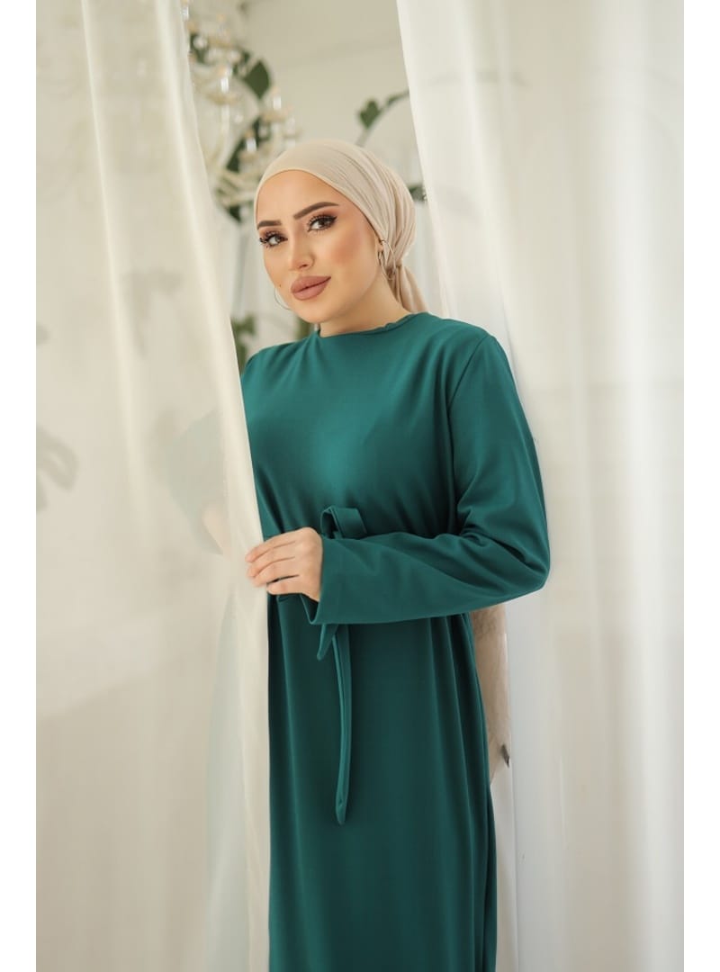 ETEĞİ PİLELİ TESETTÜR ELBİSE - Resim 2
