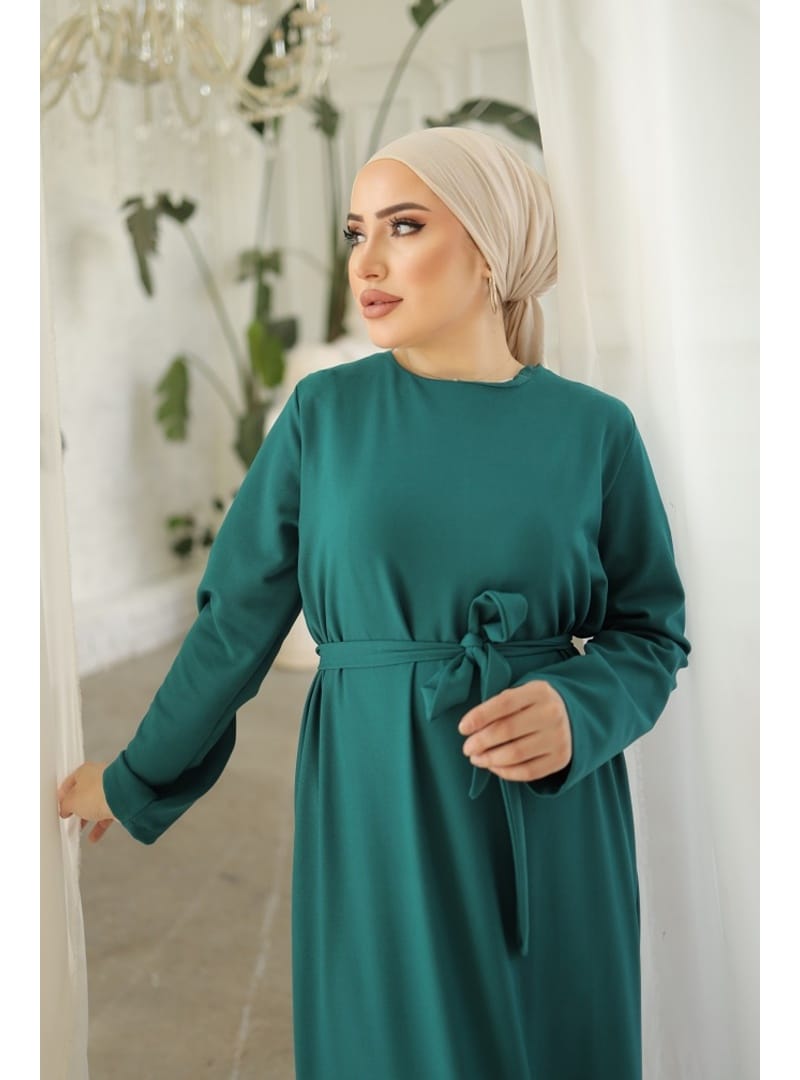 ETEĞİ PİLELİ TESETTÜR ELBİSE - Resim 4