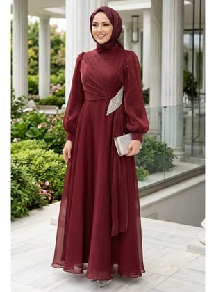 - Işıltılı Kumaş Drapeli Bordo 4916BR