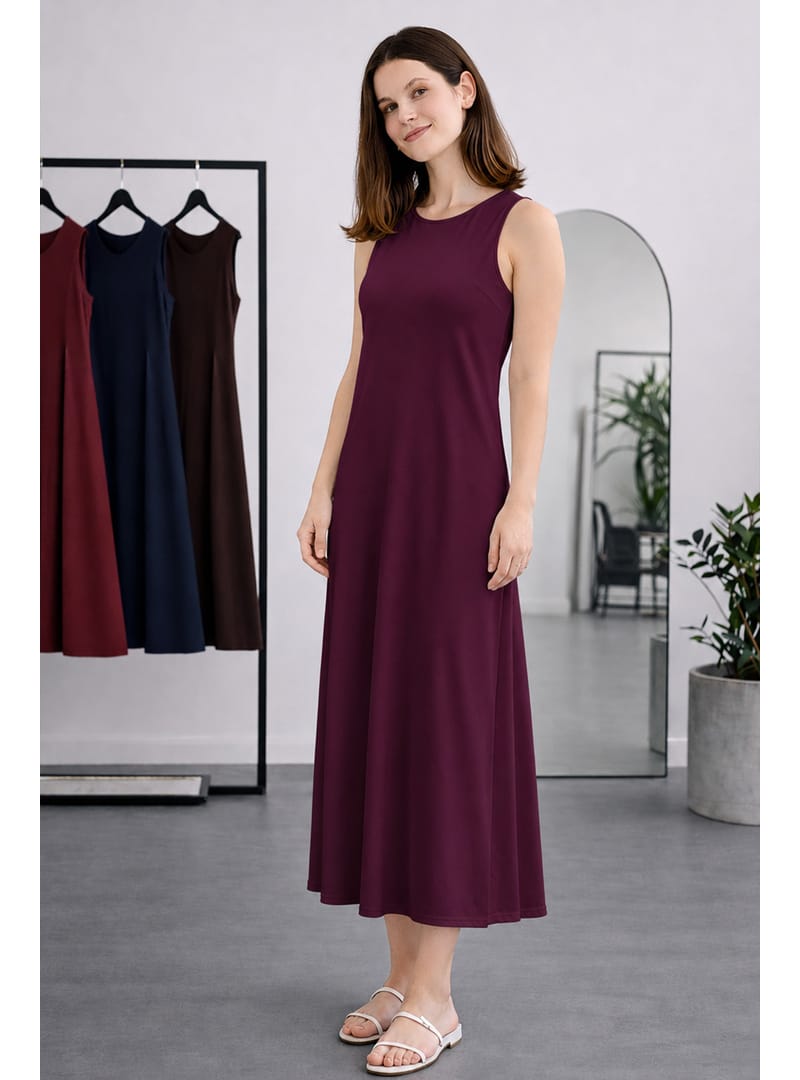Kolsuz İçlik Elbise N8102 Mor - Resim 2