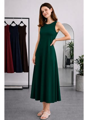 Kolsuz İçlik Elbise N8102 Zümrüt Yeşili