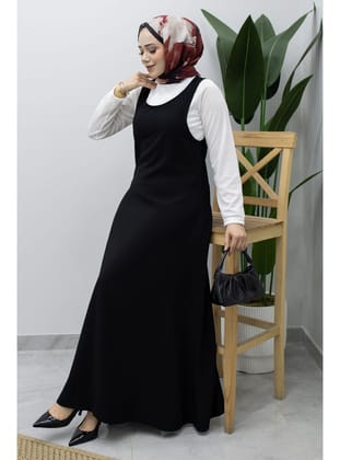 İçlikli Jile Elbise TSD260247 Siyah