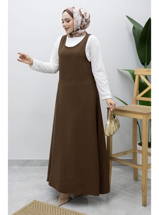 İçlikli Jile Elbise TSD260247 Kahverengi
