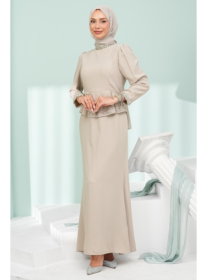 Taş Taş Detaylı Peplum Tasarım Abiye - Resim 3