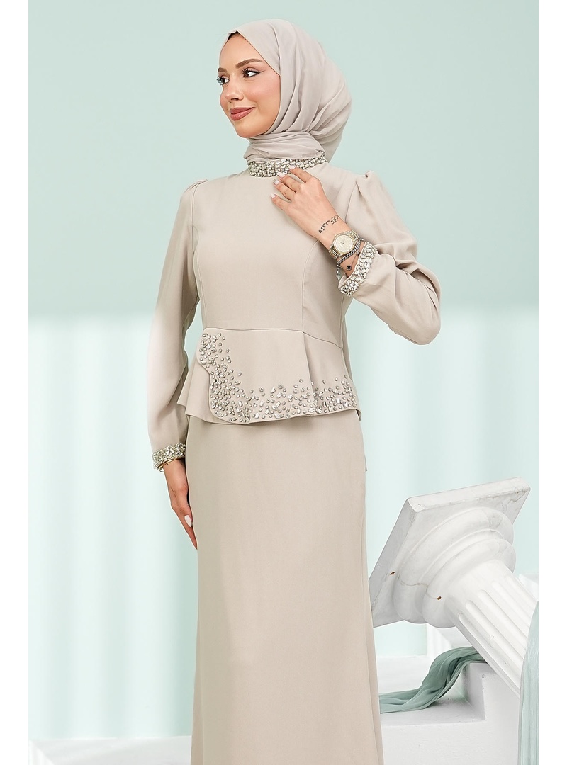 Taş Taş Detaylı Peplum Tasarım Abiye - Resim 4