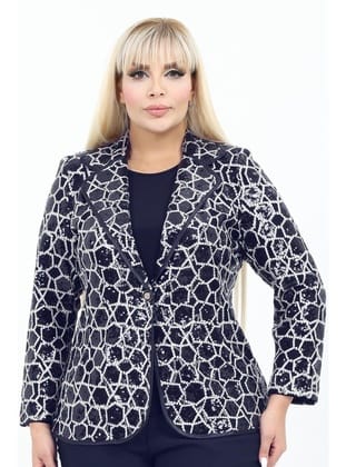 Büyük Beden 4078 Lacivert Ceket+Bluz Takım LACİVERT
