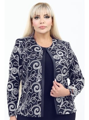 Büyük Beden 4072 Lacivert Ceket+Bluz Takım LACİVERT