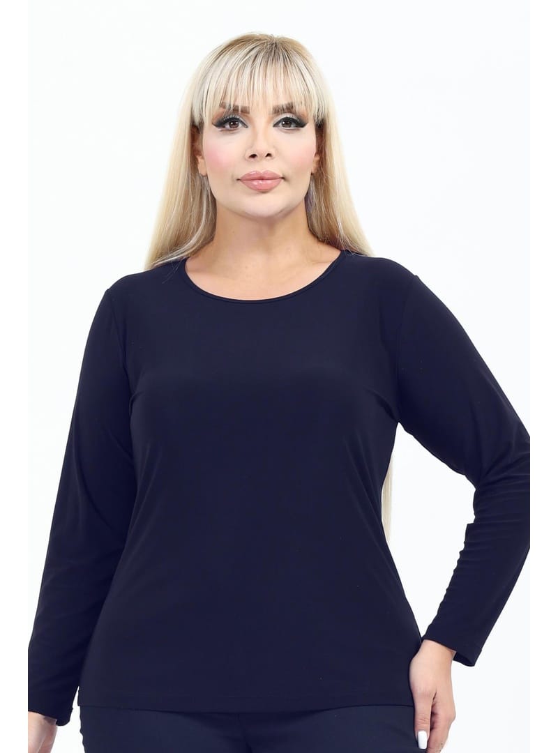 Büyük Beden 4072 Lacivert Ceket+Bluz Takım LACİVERT - Resim 4